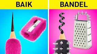 KIAT SEKOLAH CERDAS & IDE PERLENGKAPAN SEKOLAH DIY || Murid Baik VS Bandel oleh 123GO Like!