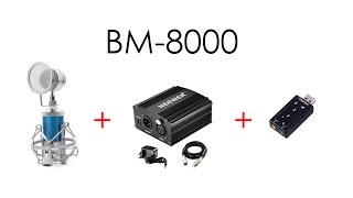 BM 8000 - Распаковка, подключение, тест. (Связка bm8000+фантомное питание+звуковая карта)