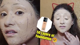 50  LAYERS OF FOUNDATION + COMPACT ||weird challenge |shystyles