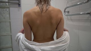 Fully naked super sexy girl taking shower before Halloween night