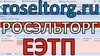 Торги на площадке Росэлторг (roseltorg, росэльторг,ЕЭТП)