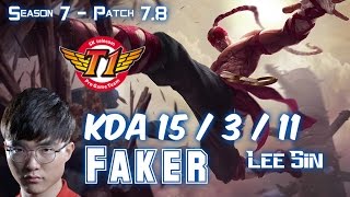 SKT T1 Faker LEE SIN vs GRAVES Jungle - Patch 7.8 KR Ranked