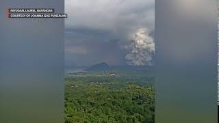 View from Laurel, Batangas as Taal Volcano spews ash