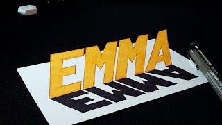 Drawing 3D Popular Name - Emma | 3D Letters | Easy Trick Art