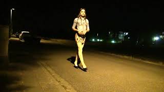 Outdoors At Night And Nearly Get Caught By The Neighbors - See Me Crossdressing!!!