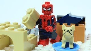 Lego Spiderman Brick Building Dog Shelter Superhero Stop Motion Cartoon