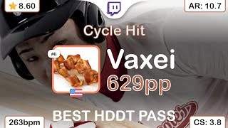 [8.6⭐Live] Vaxei | KASAI HARCORES - Cycle Hit [Home Run] +HDDT 97.71% 1450/2375x {629pp 3❌} - osu!