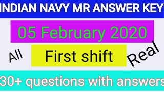 #Indian_navy_mr |Indian navy MR 05 February 2020 Ka first shift answerkey and exam analysis||