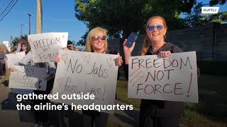 Protesters demonstrate against Southwest Airlines vaccine mandate in Dallas