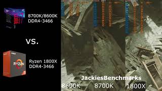 Wolfenstein II - 1080p Benchmark 8700K vs. 8600K vs. 1800X - 1080 Ti OC