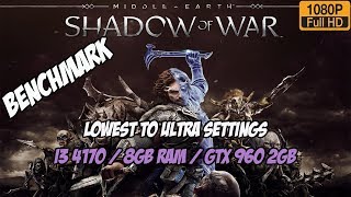 Shadow of War Benchmark on i3 4170, 8gb Ram, Geforce gtx 960 2GB