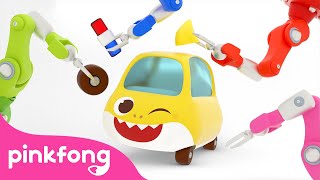 ¡Clic, clac! ¿Qué es este sonido? | Tiburón Bebé Taller Mecánico | Bebé Auto | Pinkfong Juguetes