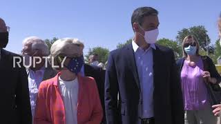 Spain: EU leaders visit welcome hub for Afghan evacuees near Madrid
