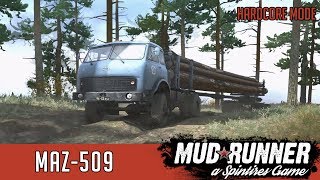 Spintires MudRunner: MAZ-509 (4x4) delivers long logs to the lumber mill