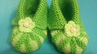 Вязание спицами для начинающих . Пинетки "зефирки" . Knitting #14