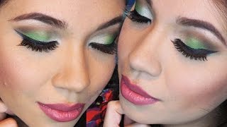 MAQUILLAJE PARA OJOS CAFES  CON VERDE