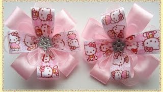 Нежная резиночка с Китти. Резинка Канзаши. A delicate little woman with Kitty. Kanzashi.