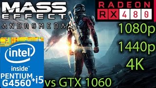 Mass Effect Andromeda - RX 480 - G4560 and i5 7400 - 1080p - 1440p - 4K - Full Game