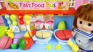 Baby Doli and food car toy with surprise eggs baby doll play