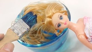 Hair Dye Doll Colors Barbie Closet Dress up Elsa Anna Play Doh Toy Surprise Toys