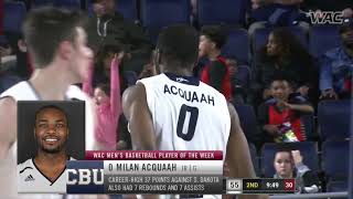 WAC Men's Basketball Player of the Week - Milan Acquaah, CBU