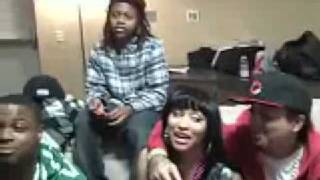Nicki Minaj, Jae Millz, Gudda, Lil Chuckee, Drake, Mack Maine. & T-Streetz  hanging out backstage in St. Louis