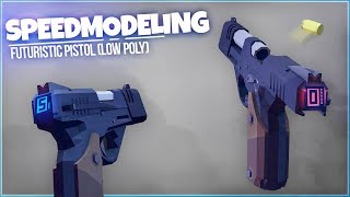 Speed Modeling | Futuristic low poly pistol (using Blender)