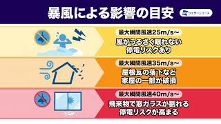 暴風・大雨の影響の目安　台風10号は甚大な被害を引き起こすおそれ