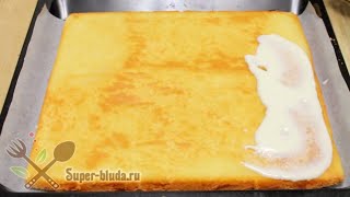 Бисквитный торт со сметанным кремом. Очень вкусный бисквитный торт
