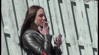 Candid girl smoking