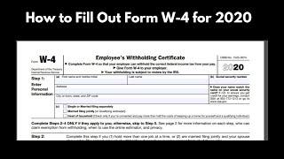 How to Fill Out the New W 4 Form 2020