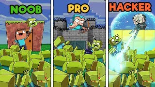 Minecraft - ZOMBIE BASE DEFENSE! (NOOB vs PRO vs HACKER)