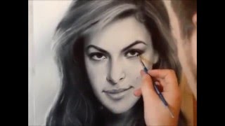 Портрет маслом на бумаге в технике сухая кисть