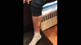 Guy waxes his hairy legs
