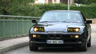 BMW 850i : haut de gamme chez BMW, la 850i, 5 litres, 350 ch, 12 cylindres.