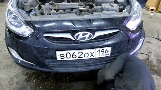 Hyundai Solaris установка омывателя фар + замена стекла