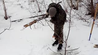 Установка петель на бобра под лёд на новом бобрятнике