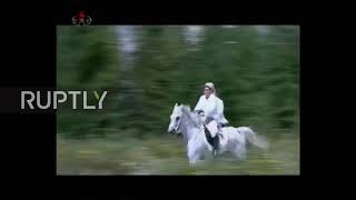 North Korea: Kim Jong Un seen galloping on white horse with entourage in attendance