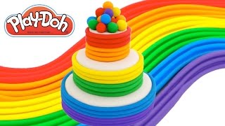 Play-Doh How to Make a Rainbow Tier Cake * Creative DIY for Kids * RainbowLearning