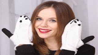 Варежки панда - оригинальные и прикольные вязаные варежки панды