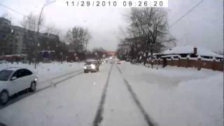 Filming his own crash with a Police car