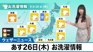 あす26日(木) お洗濯情報