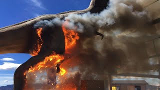 Raw: Dinosaur Theme Park T-Rex Goes Up In Smoke