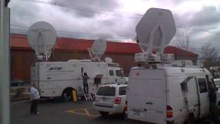 Media encampment in Watertown