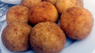 كروكات الارز باللحم المفروم والجبن |  recette Croquettes de riz