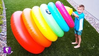 GIANT RING TOSS Scavenger Hunt for Toys with HobbyKidsTV