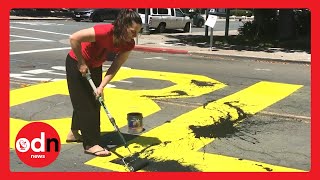 Trump Supporters Bring Out Roller to Paint Over Black Lives Matter Street Mural