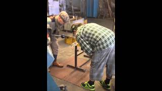Fred Hamelten blowing glass at Hadeland Glassverk