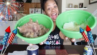 NeckBones & Cabbage Mukbang | "WE BEEFIN" | Happy 4th Of July | Smacking | Finger Licking |