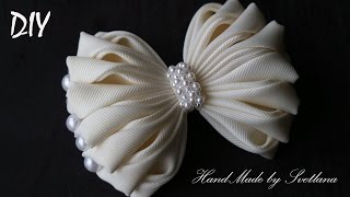 Бантики из ленты КАНЗАШИ Мастер класс DIY Bows made of ribbon Kanzashi Laço de Cetim